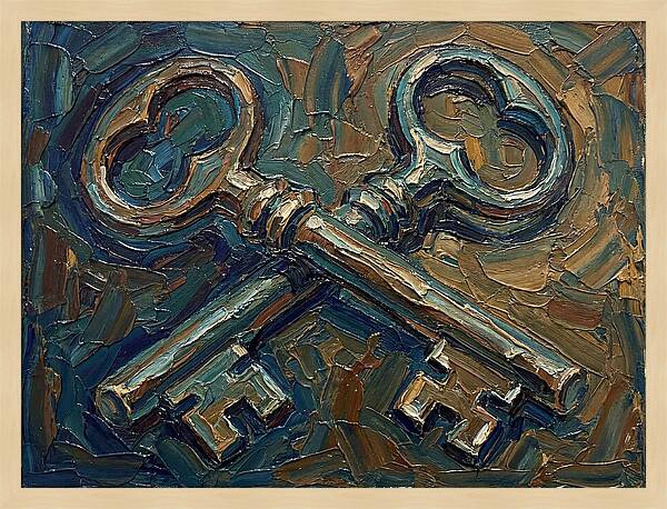 Vintage Keys In Palette Knife Style