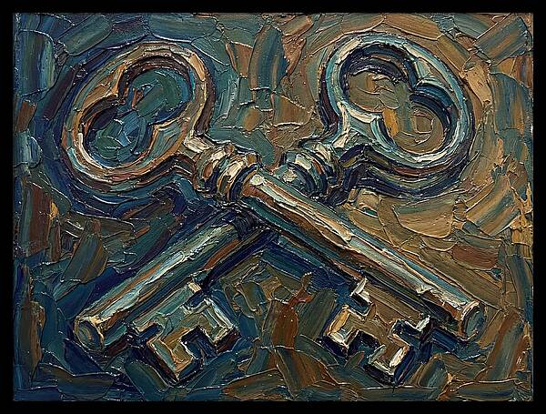 Vintage Keys In Palette Knife Style