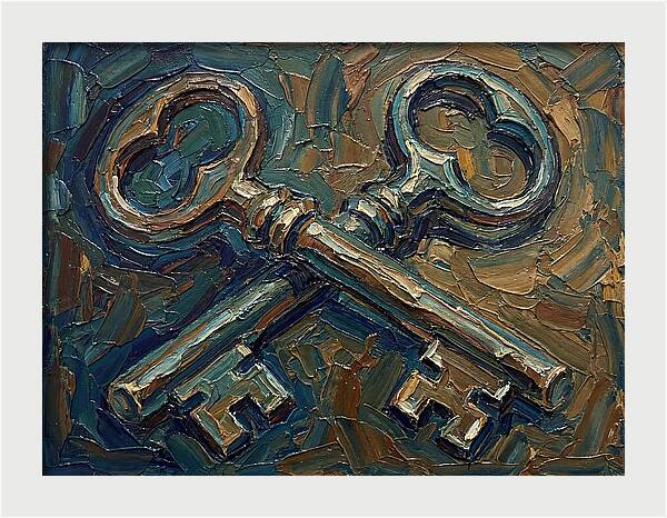 Vintage Keys In Palette Knife Style