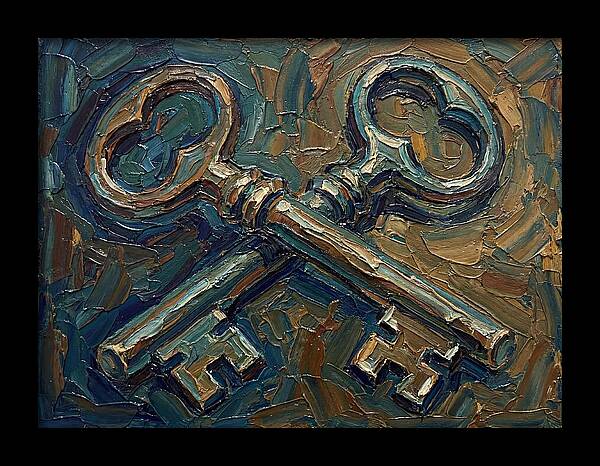 Vintage Keys In Palette Knife Style