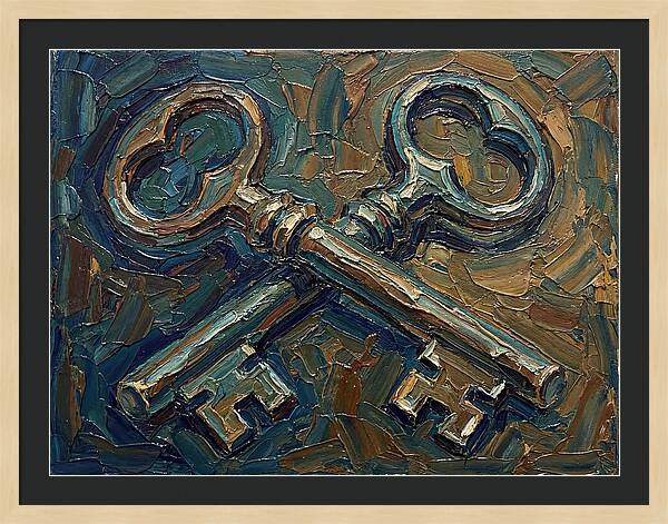 Vintage Keys In Palette Knife Style