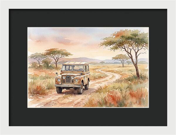 Vintage Land Rover In African Savanna