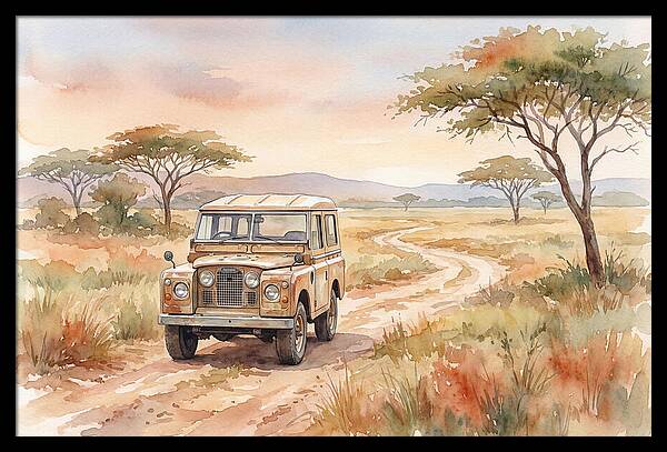 Vintage Land Rover In African Savanna