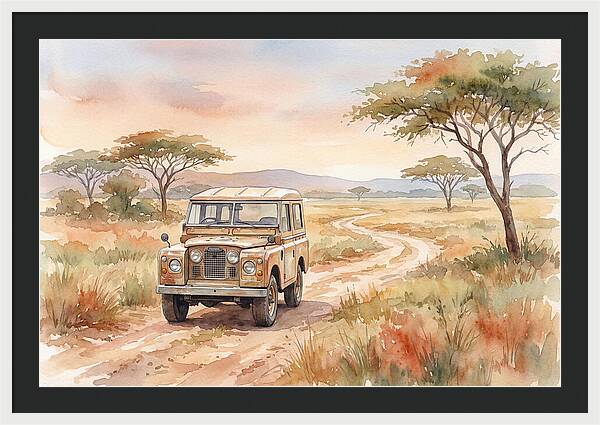 Vintage Land Rover In African Savanna