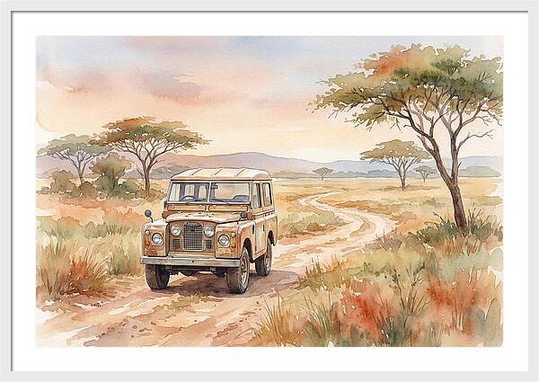 Vintage Land Rover In African Savanna
