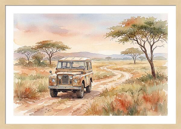 Vintage Land Rover In African Savanna