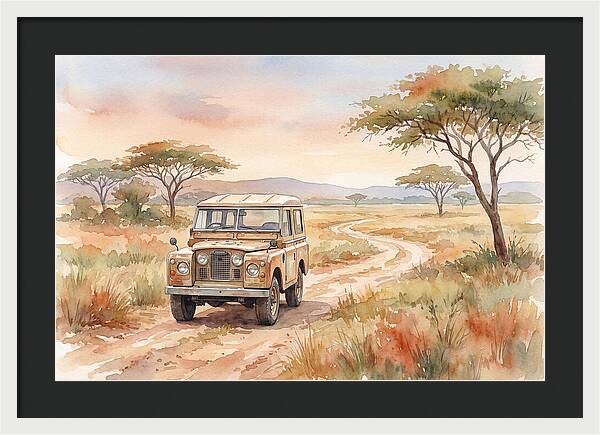 Vintage Land Rover In African Savanna