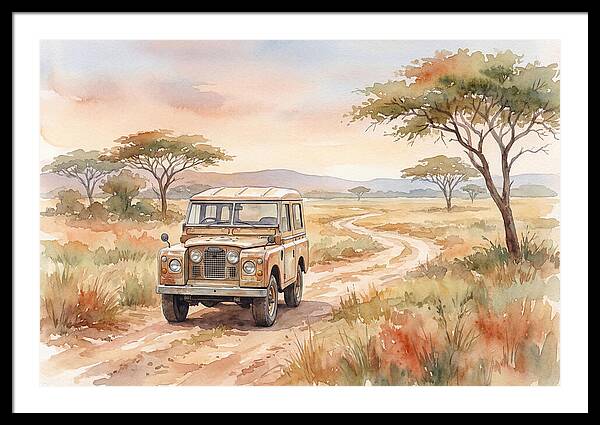 Vintage Land Rover In African Savanna