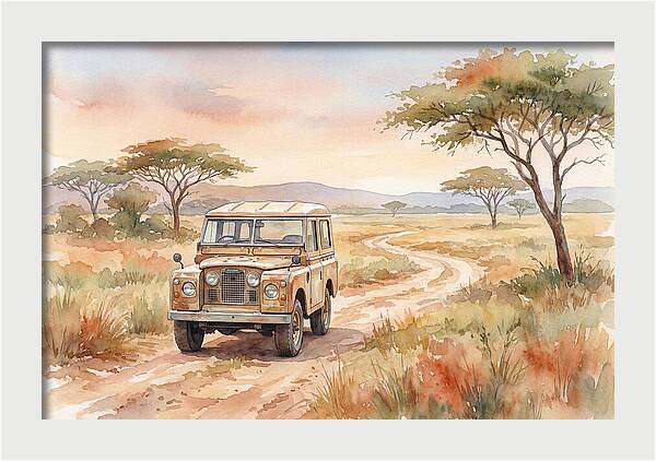 Vintage Land Rover In African Savanna