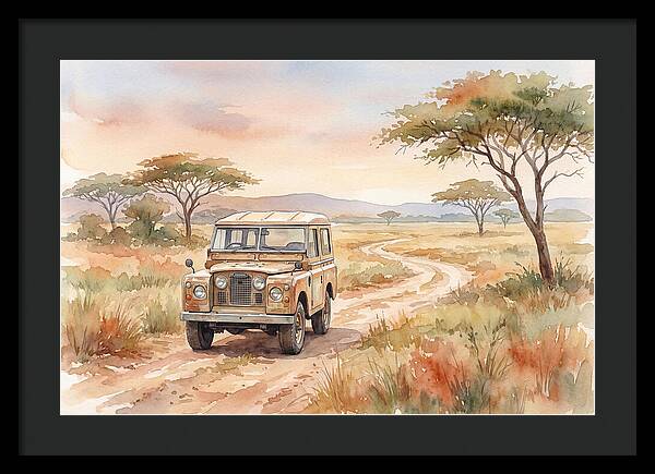 Vintage Land Rover In African Savanna
