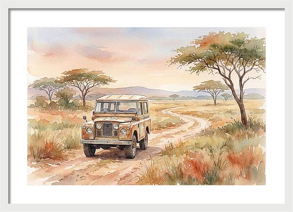 Vintage Land Rover In African Savanna