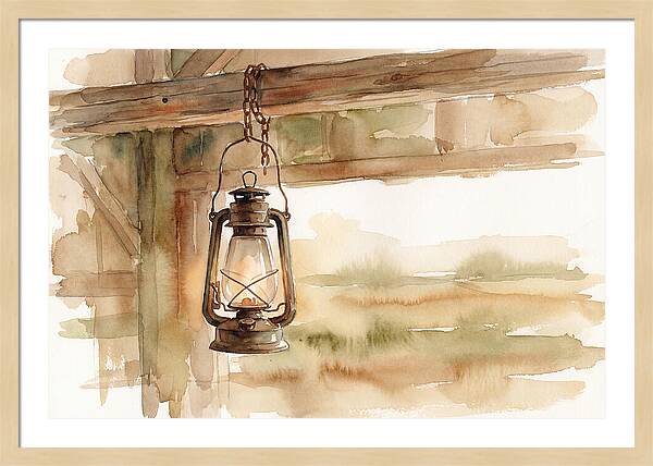 Vintage Lantern Hanging From Barn Beam