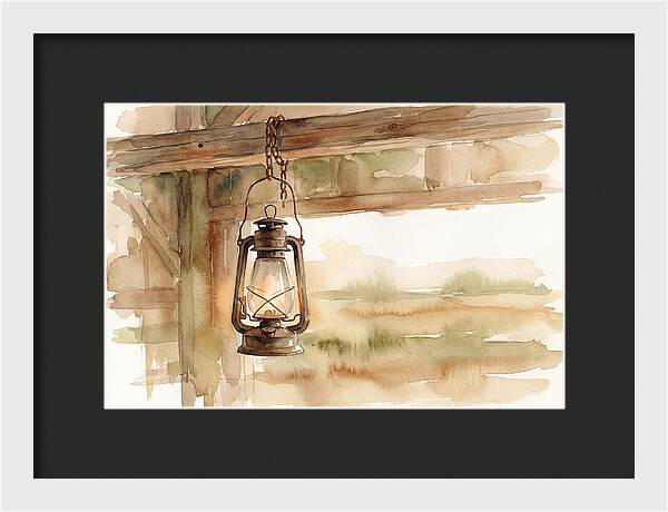 Vintage Lantern Hanging From Barn Beam