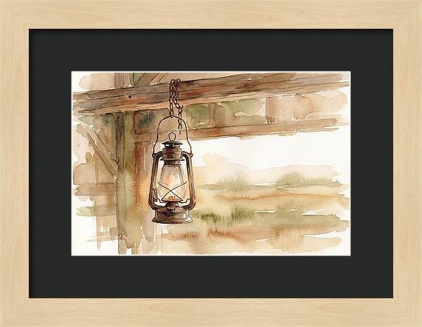 Vintage Lantern Hanging From Barn Beam