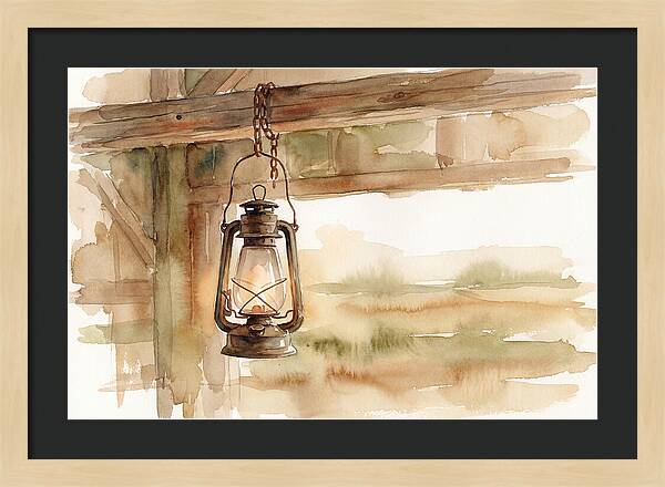 Vintage Lantern Hanging From Barn Beam