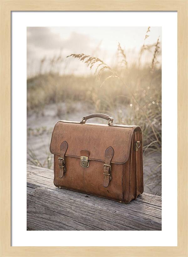 Vintage Leather Briefcase With Brass Accents