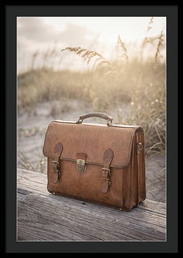 Vintage Leather Briefcase With Brass Accents