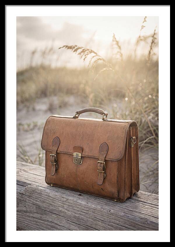 Vintage Leather Briefcase With Brass Accents