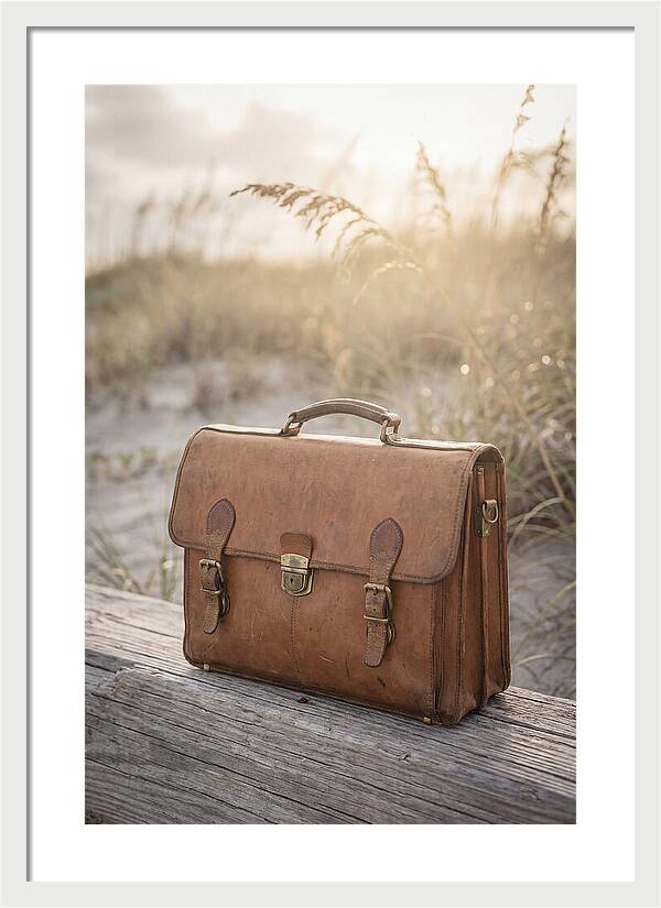 Vintage Leather Briefcase With Brass Accents