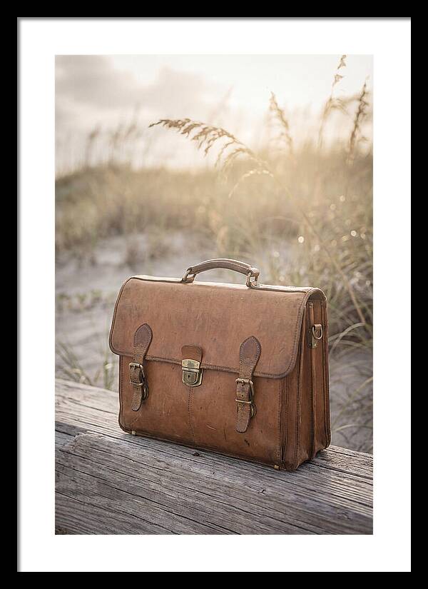Vintage Leather Briefcase With Brass Accents