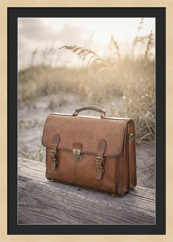 Vintage Leather Briefcase With Brass Accents