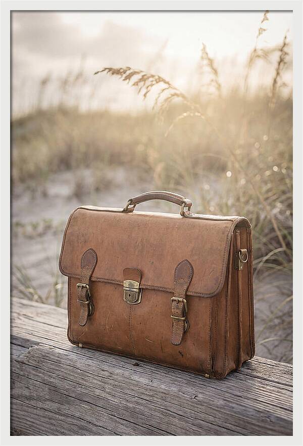 Vintage Leather Briefcase With Brass Accents