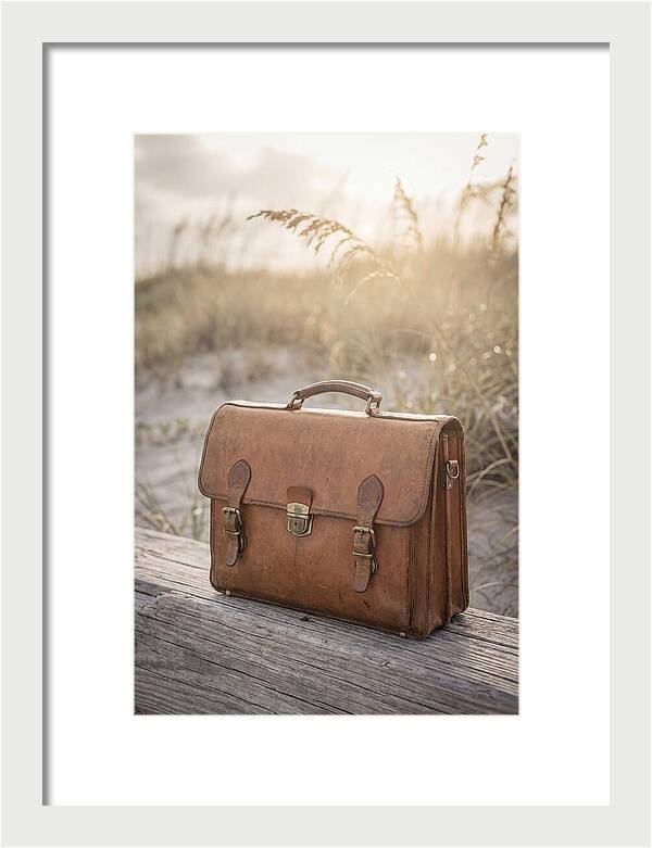 Vintage Leather Briefcase With Brass Accents