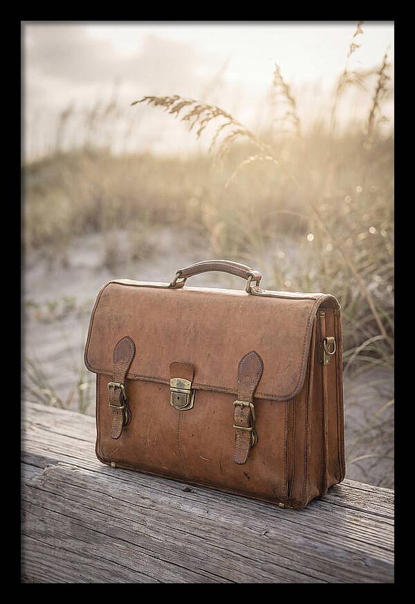 Vintage Leather Briefcase With Brass Accents