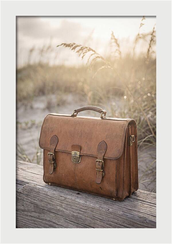 Vintage Leather Briefcase With Brass Accents
