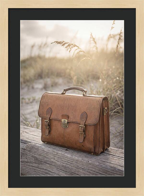 Vintage Leather Briefcase With Brass Accents