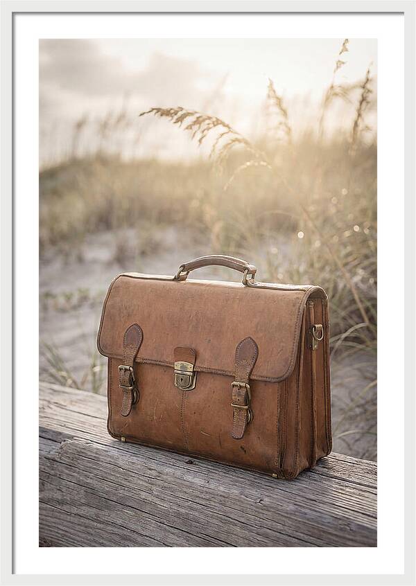Vintage Leather Briefcase With Brass Accents