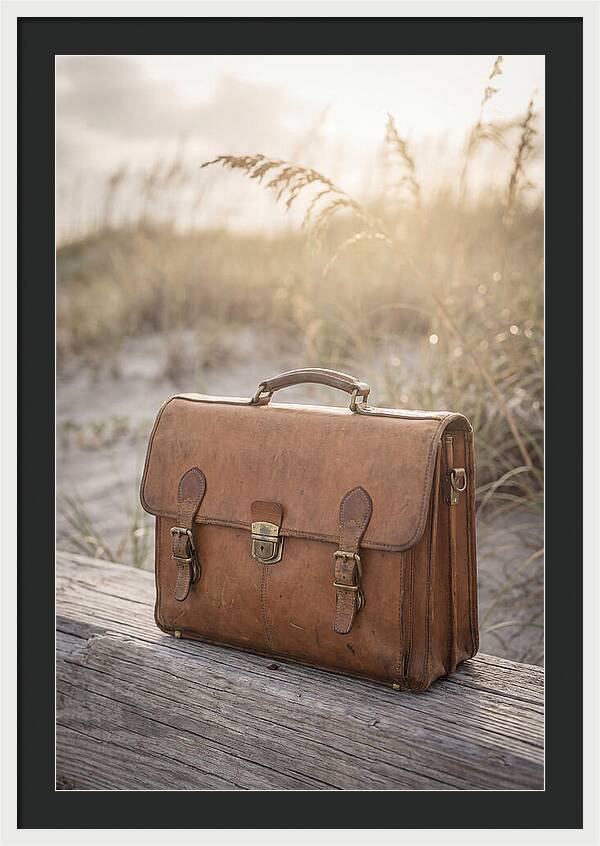 Vintage Leather Briefcase With Brass Accents