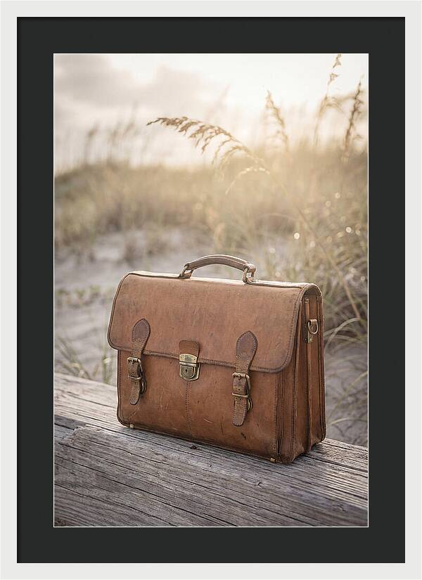 Vintage Leather Briefcase With Brass Accents