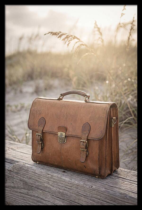 Vintage Leather Briefcase With Brass Accents
