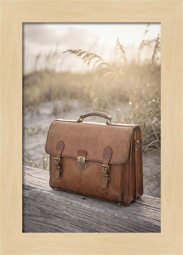 Vintage Leather Briefcase With Brass Accents