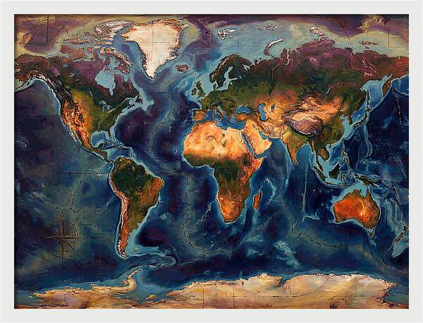 Vintage Map Expressionist Style