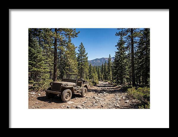 Vintage Military Jeep On Mountain Trail