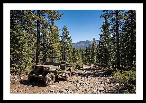 Vintage Military Jeep On Mountain Trail