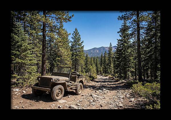 Vintage Military Jeep On Mountain Trail