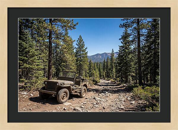 Vintage Military Jeep On Mountain Trail