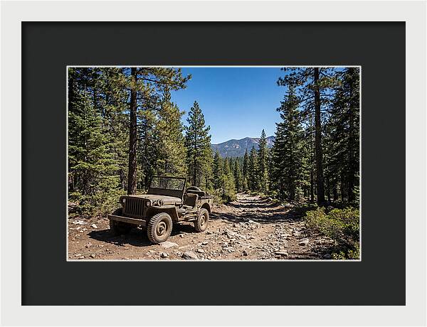 Vintage Military Jeep On Mountain Trail