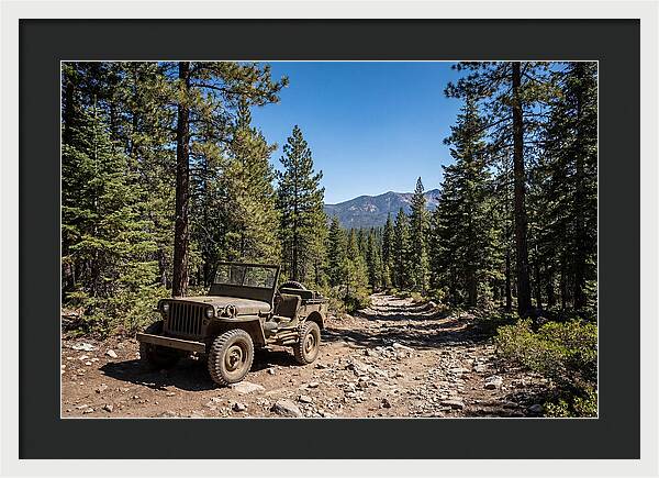 Vintage Military Jeep On Mountain Trail
