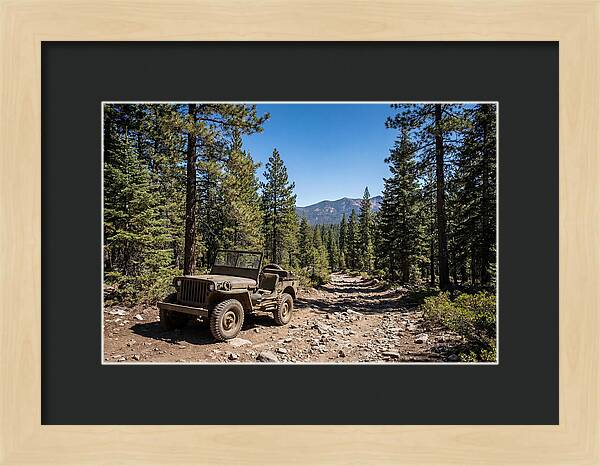 Vintage Military Jeep On Mountain Trail