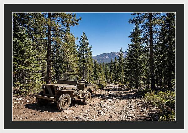 Vintage Military Jeep On Mountain Trail