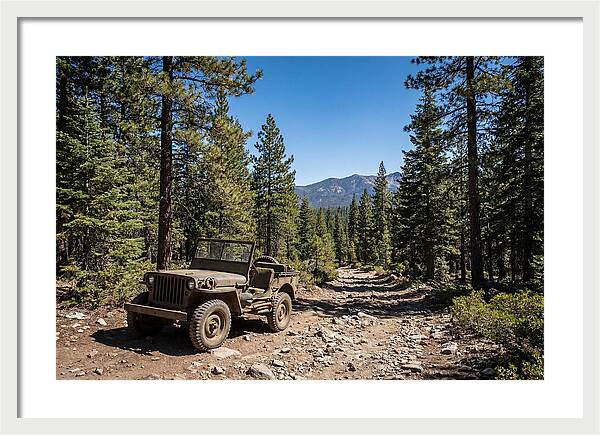 Vintage Military Jeep On Mountain Trail