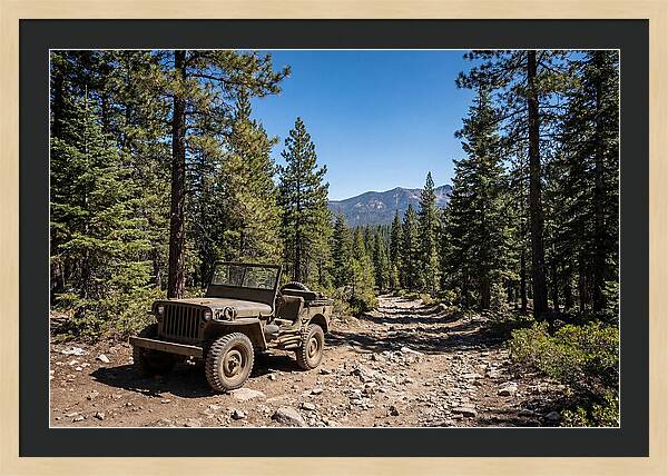 Vintage Military Jeep On Mountain Trail