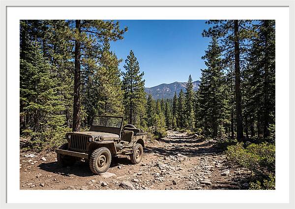 Vintage Military Jeep On Mountain Trail