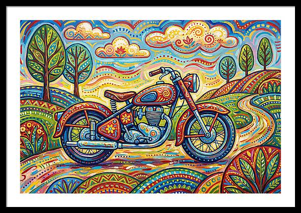 Vintage Motorcycle In A Colorful Landscape