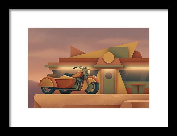 Vintage Motorcycle In Desert Landscape