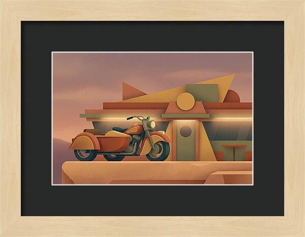 Vintage Motorcycle In Desert Landscape